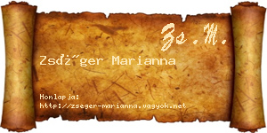 Zséger Marianna névjegykártya